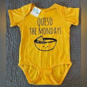 NWT Boutique Handmade Yellow Queso the Mondays Kids Bodysuit Onesie Sz 24 Months